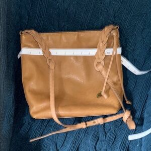 Lucky Brand Tan Leather Shoulder Bag with Braided Detail